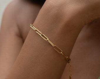 Paperclip Bracelet • Women's Gold Bracelet • Stainless Steel Bracelet • Waterproof Summer Jewelry • Minimalist Jewelry • Gift for Her