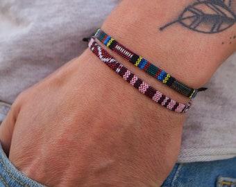 Boho Surfer Bracelet Set de 2 pour femmes et hommes - Bijoux de festival faits à la main - Surfer Bracelet Accessoires de plage - Imperméable et réglable