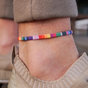 Pride Anklet for Men or Women - LGBT CSD Festival Jewelry - Ankle Bracelet Gay Lesbian Bisexual Bi Transgender - Handmade Boho Style