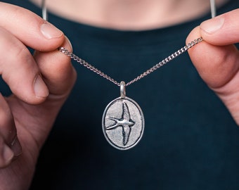 Mannen ketting met hanger - Cool Surfer zilveren ketting - zilver gelegeerd roestvrij staal - mannen ketting zilver - mannen cadeau - vogel