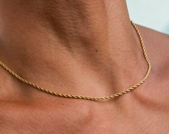 Collana con filo in oro o argento • Collana da uomo in acciaio inossidabile • Catena a maglie da uomo • Catena d'oro da uomo • Collana surfista • Regalo per lui