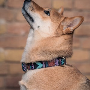 Handmade Boho Dog Collar Colorful wide collar for dogs made of woven nylon in different colors and 4 lengths for small and large dogs image 1