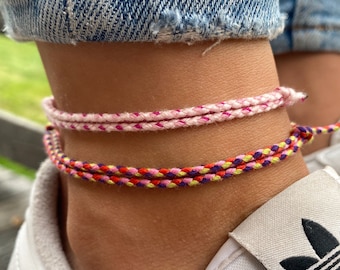 Surfer Beach Anklet Set for Women and Men - Womens Boho Ethno Ankle Bracelet - Mens Ankle Chain - Handmade Festival Jewelry - Waterproof