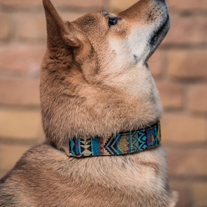 Collar ancho para perros Boho - collar colorido para perros hecho de nailon tejido - en 4 longitudes diferentes - para perros pequeños y grandes - azul