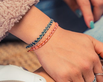 Surfer Bracelet Set for Men and Women - Handmade Boho Summer Festival Jewelry -  Mens Womens Waterproof Cotton Bracelet Set - Birthday Gift