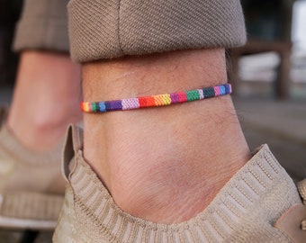 Pride voetband voor mannen vrouwen & Queers - LGBT CSD Festival enkelband in Boho Ethno stijl - handgemaakte surfer sieraden - waterdicht