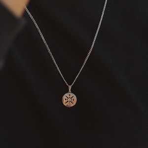 Herenketting van roestvrij staal met kompashanger - hoogwaardige zilveren herenketting - zilveren schakelketting voor heren - cadeau voor hem