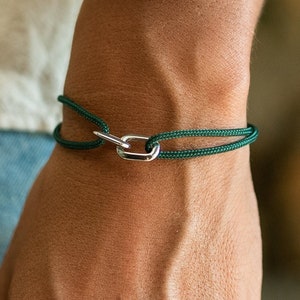 Herenarmband met RVS tussenstuk Zeiltouwarmband Surferarmband Verstelbaar & waterdicht Cadeau voor heren haar afbeelding 6