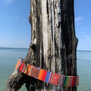 Handmade Boho Dog Collar Colorful wide collar for dogs made of woven nylon in different colors and 4 lengths for small and large dogs imagem 3