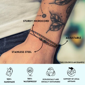 Dünnes Wickelarmband mit Karabiner Verschluss Handmade Surfer Armband Verstellbar & Wasserfest Geschenk für Männer Sie Grau Gold Bild 6