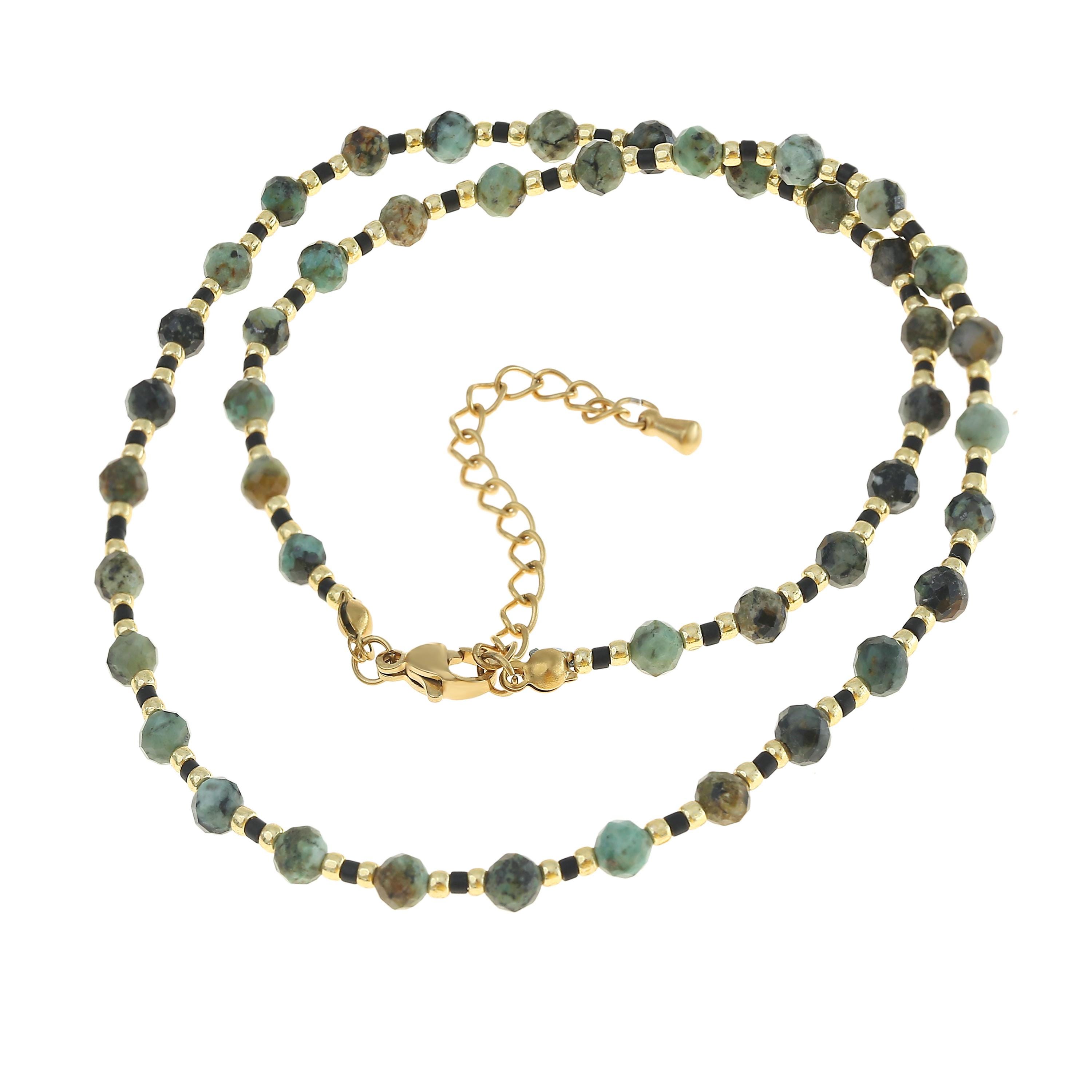 Collana Lunga In Pietre Naturali JSDDE | Perline Colorate 6x2 Mm, Lunghezza Regolabile 40-45 Cm, Gioielli Boho - 2