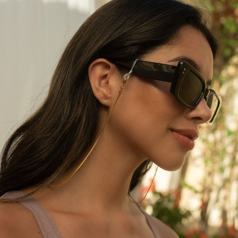 Cadena de gafas dorada de acero inoxidable para mujer Cadena de gafas moderna Cadena de gafas con diseño de serpiente Cadena de gafas de sol Regalo para ella imagen 5