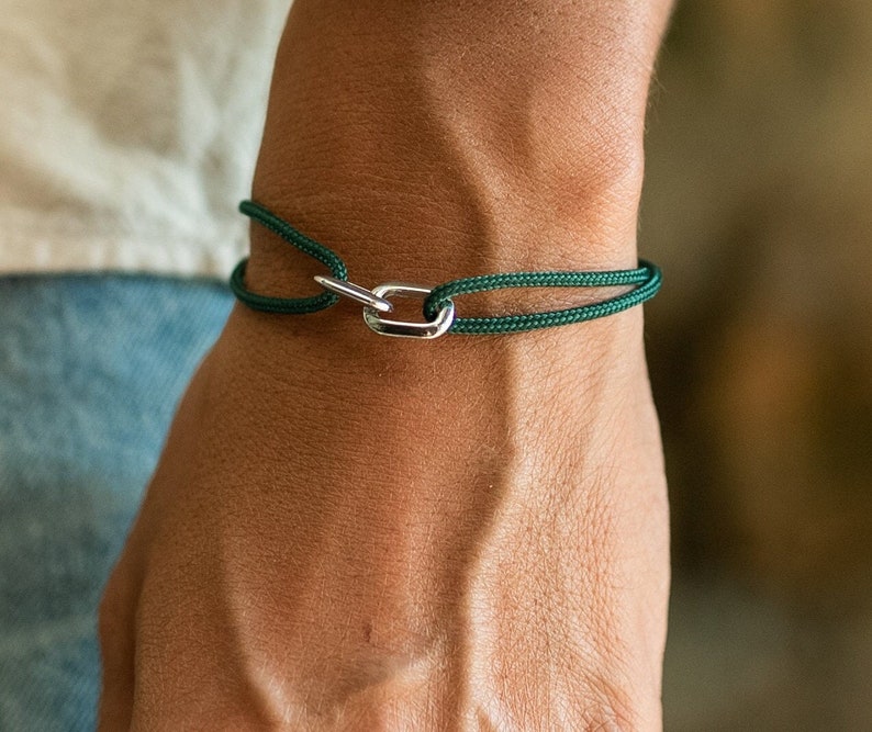 Mens Bracelet with Stainless Steel Rings Adjustable Bracelet Men Waterproof Bracelet Women Mens Jewelry Gift For Him image 6