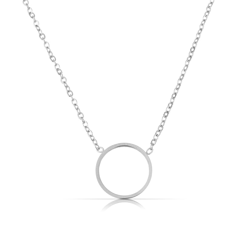 Halskette mit Kreis Anhänger Silber oder Gold Kreiskette Minimalistische Halskette Damen Halskette aus Edelstahl Geschenk für Sie Bild 2