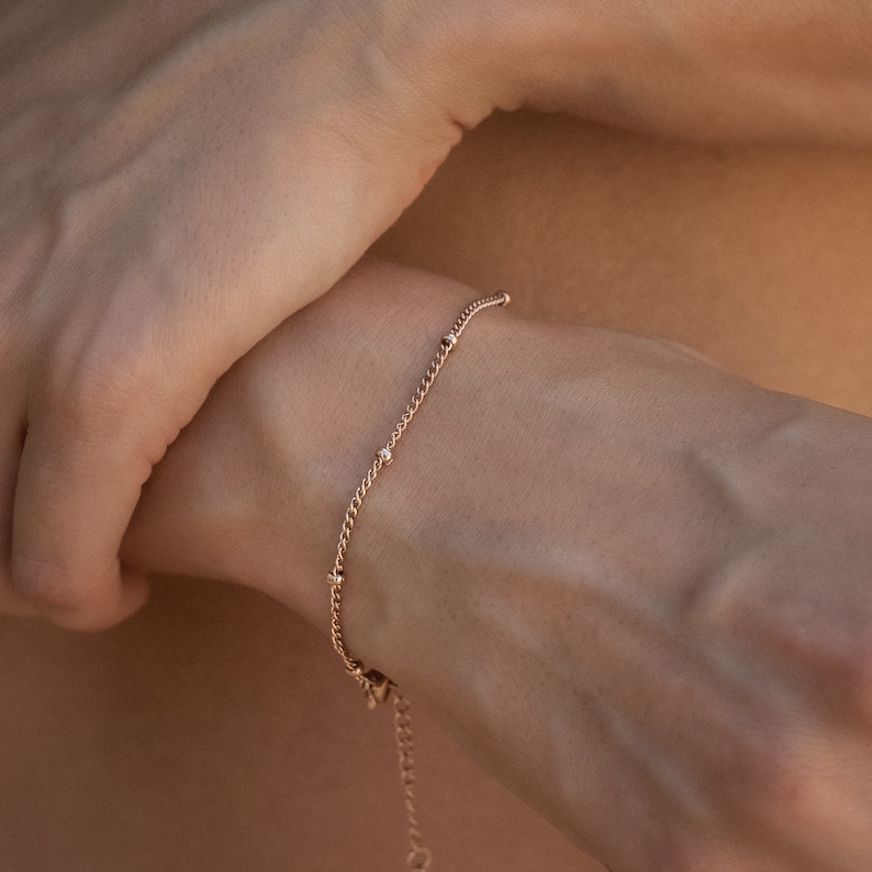 Minimalistisches Armband Silber Gold Rosé Gliederarmband Verstellbar für Damen Filigrane Edelstahl Armkette Frauen Geschenk für Sie Bild 10