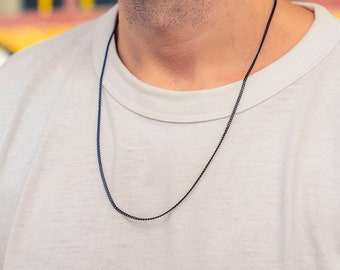 Collar de acero inoxidable para hombre, cadena negra de alta calidad para hombre, cadena para hombre, cadena de eslabones de metal, regalo de cumpleaños para él