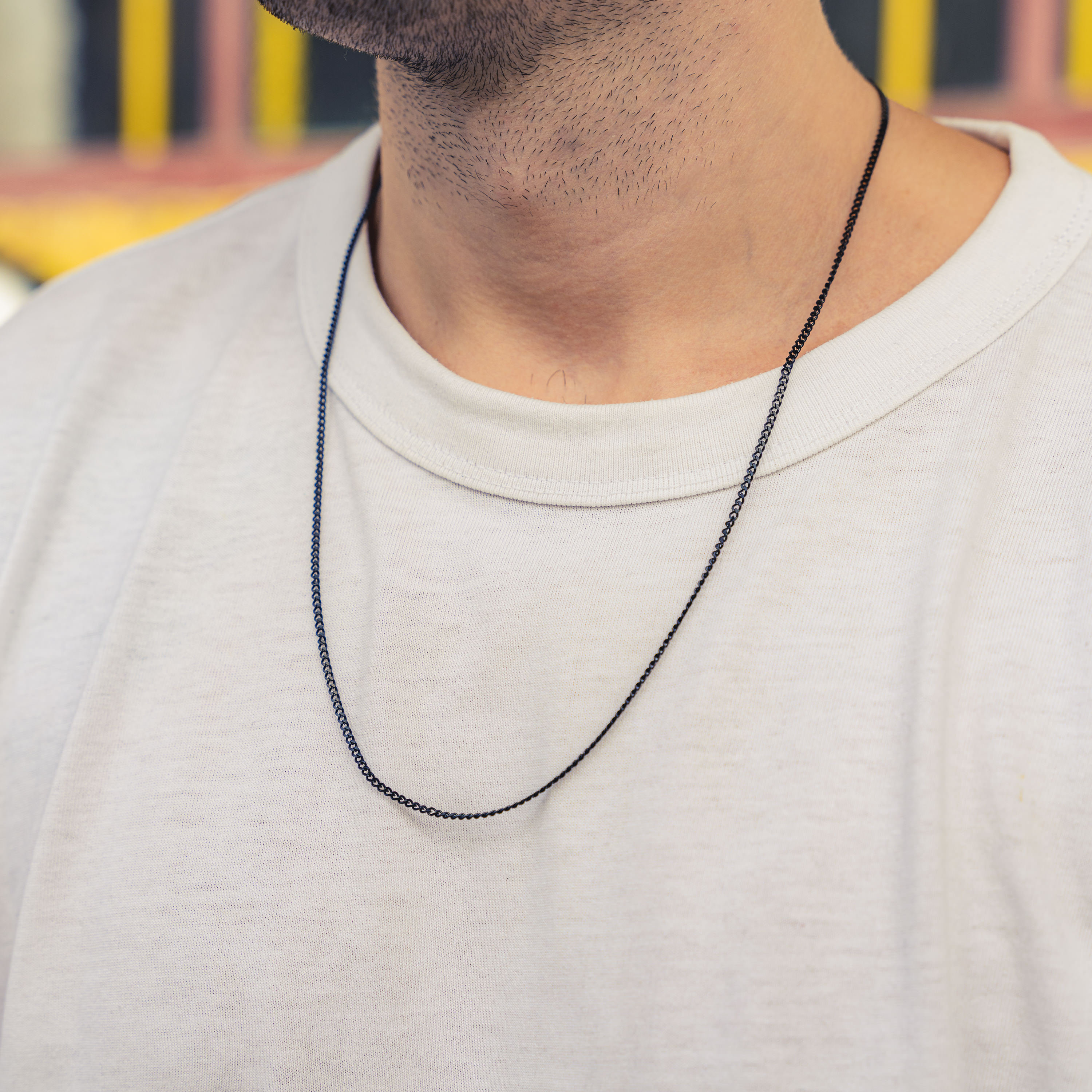 FASHION NEW BLACK RECTANGLE PENDANT NECKLACE MEN COLLAR TREANDY SIMPLE  STAINLESS STEEL CHAIN MEN NECKLACE JEWELRY