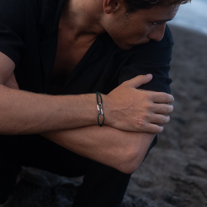 Herren Armband mit Edelstahl Verbinder Segeltau Armband Surfer Armband Verstellbar & Wasserfest Geschenk für Männer Sie Bild 5