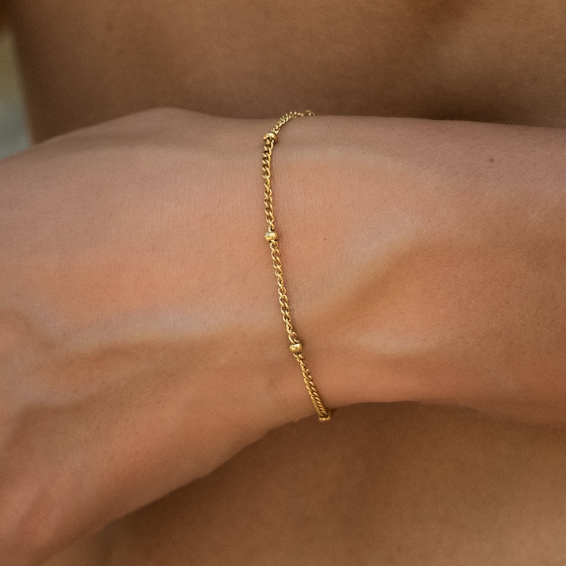 Minimalistisches Armband Silber Gold Rosé Gliederarmband Verstellbar für Damen Filigrane Edelstahl Armkette Frauen Geschenk für Sie Bild 1