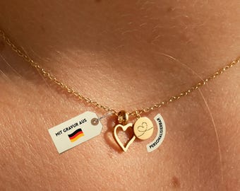 Personalized Necklace with Pendant Custom Necklace with Engraving Stainless Steel Personalized Gift for Women Heart Necklace with Name