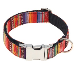 Handmade Boho Dog Collar Colorful wide collar for dogs made of woven nylon in different colors and 4 lengths for small and large dogs image 4