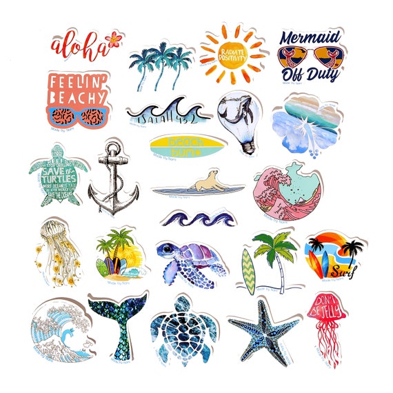Surfer Sticker Set 50 Pieces Cool Vinyl Stickers for Boys and Girls for  Bike, Skateboard, Laptop, PS4 Etc. High Adhesive Strength 
