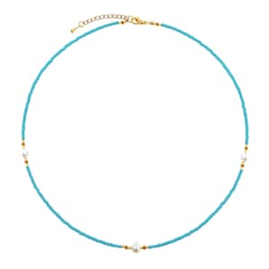 Süßwasserperlen Halskette Weiß Süßwasser Perlenkette Minimalistische Kette Perlen Choker Damen Halskette Frauen Geschenk für Sie Blau