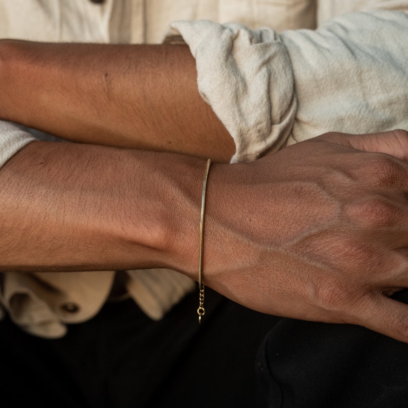Herren Armband Set Silber / Gold Minimalistische Armbänder für Männer Schlangen Design Armband Edelstahl Geschenk Geburtstag für Ihn Bild 10