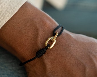 Men Bracelet with Stainless Steel Rings • Adjustable Bracelet • Bracelet Men • Mens Jewelry • Gift For Him