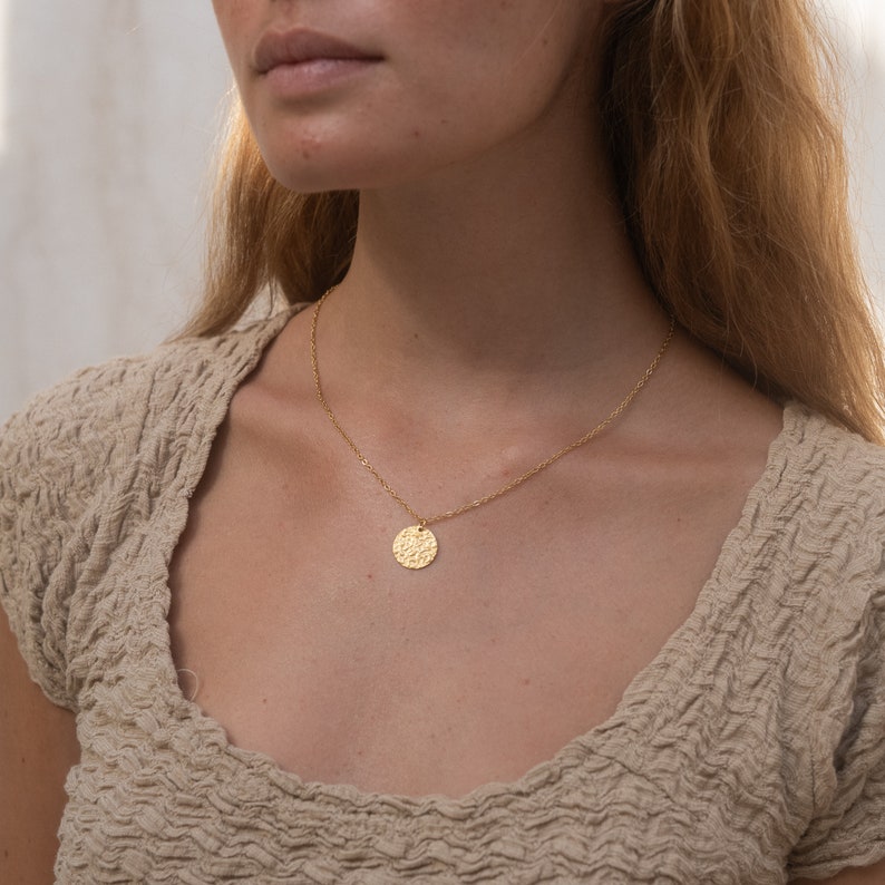 Ketting met munthanger RVS ketting goud Muntketting voor dames Filigraan sieraden Cadeau voor haar Boho sieraden afbeelding 4