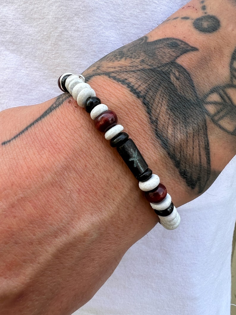 Surfer Bracelet with Beads Handmade Beaded Bracelet Men & Women Coconut Wood Beads Bracelet Beach Summer Jewelry image 4