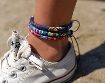 3x Boho Surfer Anklet Set - Womens Ankle Bracelet - Ankle Chain Women - Handmade Festival Beach Jewelry - Summer Accessories - Friendship