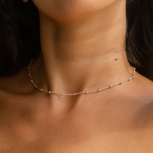 Collier minimaliste en or ou argent ou rose chaîne à maillons femmes tour de cou collier femmes cadeau pour elle dames Or rose