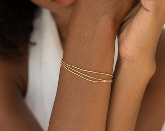 Multilayered Bracelet Gold • Women's Bracelet Snake Design • Stainless Steel Bracelet • Waterproof Jewelry • Gift for Her