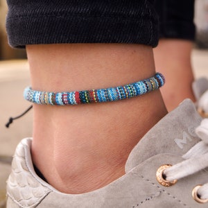 Surfer Beach Footband para mujeres y hombres Boho Ethno Anklets Women Handmade Festival Jewelry Impermeable y ajustable imagen 3
