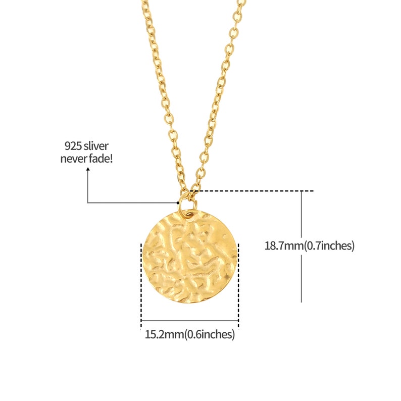 Necklace with Coin Pendant Gold Stainless Steel Chain Coin Necklace for Women Delicate Jewelry Gift for Her Boho Jewelry image 7