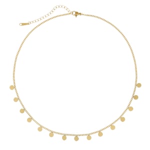 Halskette mit runden Plättchen Edelstahl Kette Gold Plättchen Kette Damen Filigraner Schmuck Minimalistische Kette Bild 2