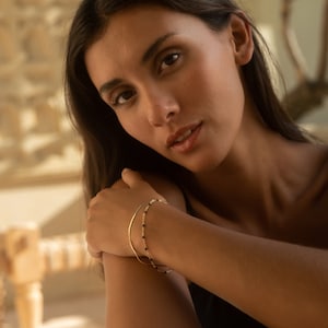 Minimalistisches Armband mit Perlen Gold Gliederarmband Verstellbar für Damen Filigrane Edelstahl Armkette Frauen Geschenk für Sie Bild 8