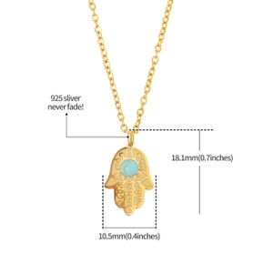 Collier avec pendentif en or Collier en acier inoxydable avec pendentif Main de Fatima Collier filigrane pour femme Bijoux bohèmes Porte-bonheur pour vous image 7