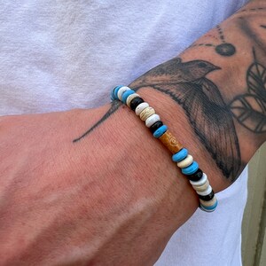 Surfer Bracelet with Beads Handmade Beaded Bracelet Men & Women Coconut Wood Beads Bracelet Beach Summer Jewelry image 5