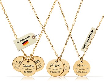 Personalized Necklace with Stainless Steel Pendant Custom Necklace with Engraving Personalized Gift for Women Necklace with Name Coordinates
