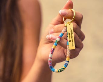 Boho Keychain Personalizable for Women & Men Custom Engraved Keychain Gifts for Girlfriend Personalized Keychain Lanyard