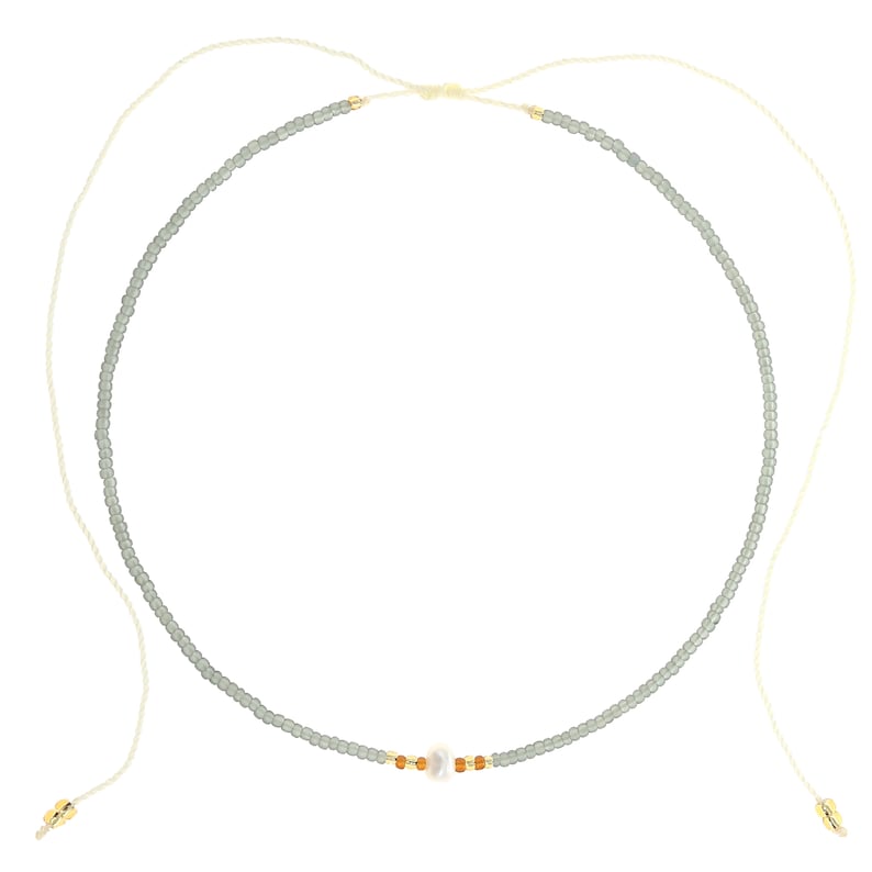 Süßwasserperlen Halskette Weiß Süßwasser Perlenkette Minimalistische Kette Perlen Choker Damen Halskette Frauen Geschenk für Sie Grau