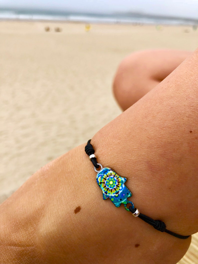 Made by Nami in 6 colors Anklets for Women Ankle Bracelet Boho Surfer Jewelry with Hamsa Hand Charm Handmade
