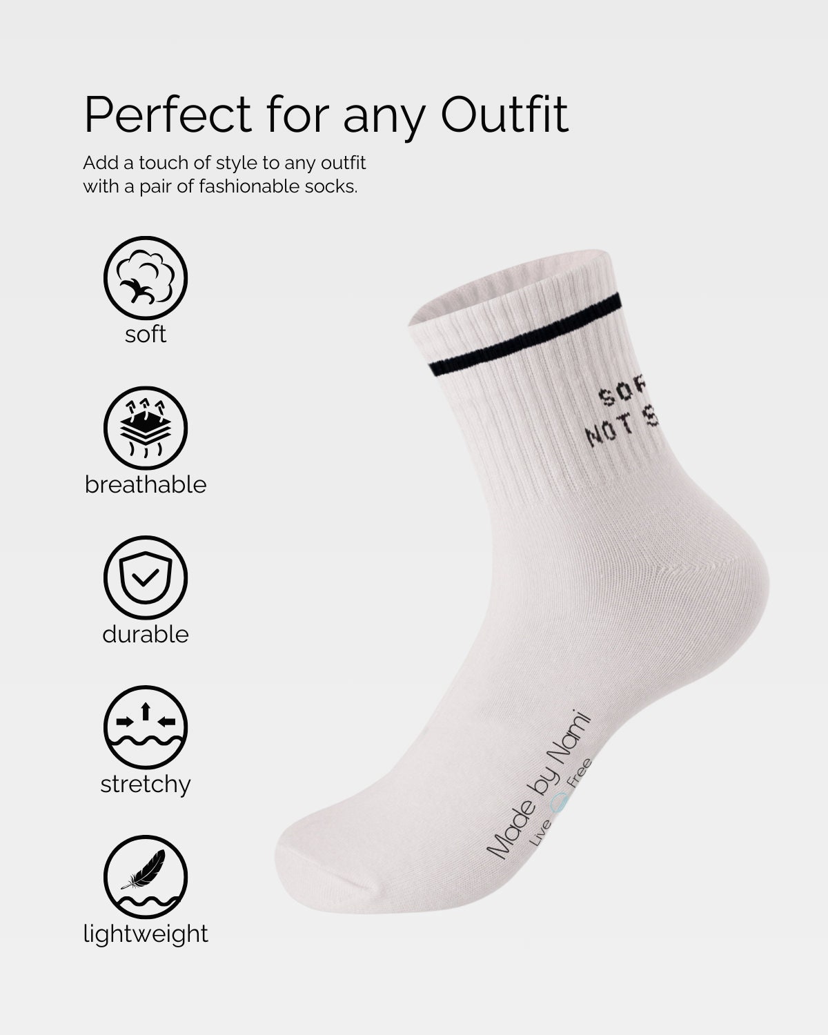 White Tennis Socks With Quotes • High Quality Women & Men Socks