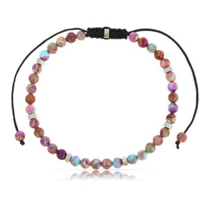 Beaded bracelet for women and men Yoga bracelet Boho jewelry Surfer bracelet handmade Waterproof adjustable Purple