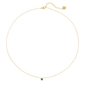 Minimalistische Halskette mit Edelstein Anhänger Edelstein Choker Kette aus Edelstahl Filigrane Goldkette Geschenk für Sie mit Box Bild 3