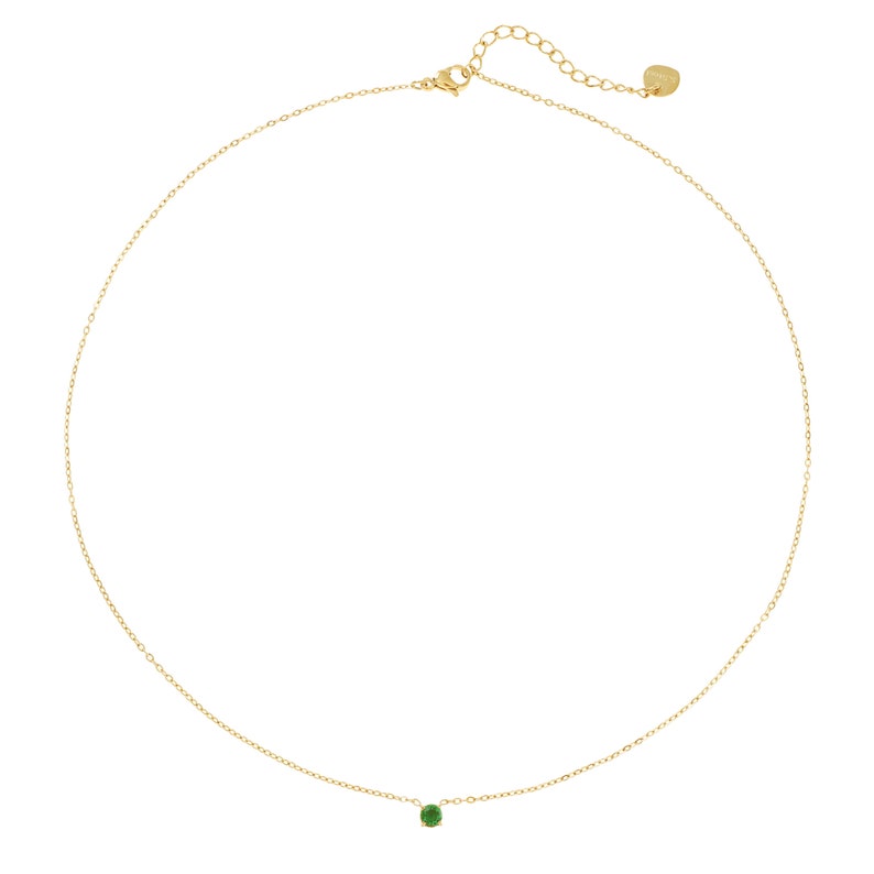 Minimalistische ketting met edelsteenhanger Edelsteen choker ketting van roestvrij staal Filigraan gouden ketting Cadeau voor haar met doosje afbeelding 3