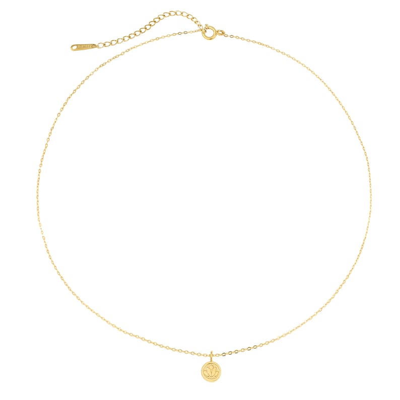 Halskette mit Lotus Blumen Anhänger Minimalistische Kette Damen Halskette aus Edelstahl Filigrane Goldkette Geschenk für Sie mit Box Bild 3