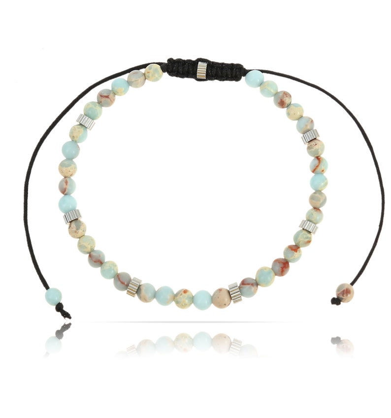 Beaded bracelet for women and men Yoga bracelet Boho jewelry Surfer bracelet handmade Waterproof adjustable Blue